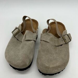 Ruizustock Kids Beige Suede Buckle Mules Size 26 toddler